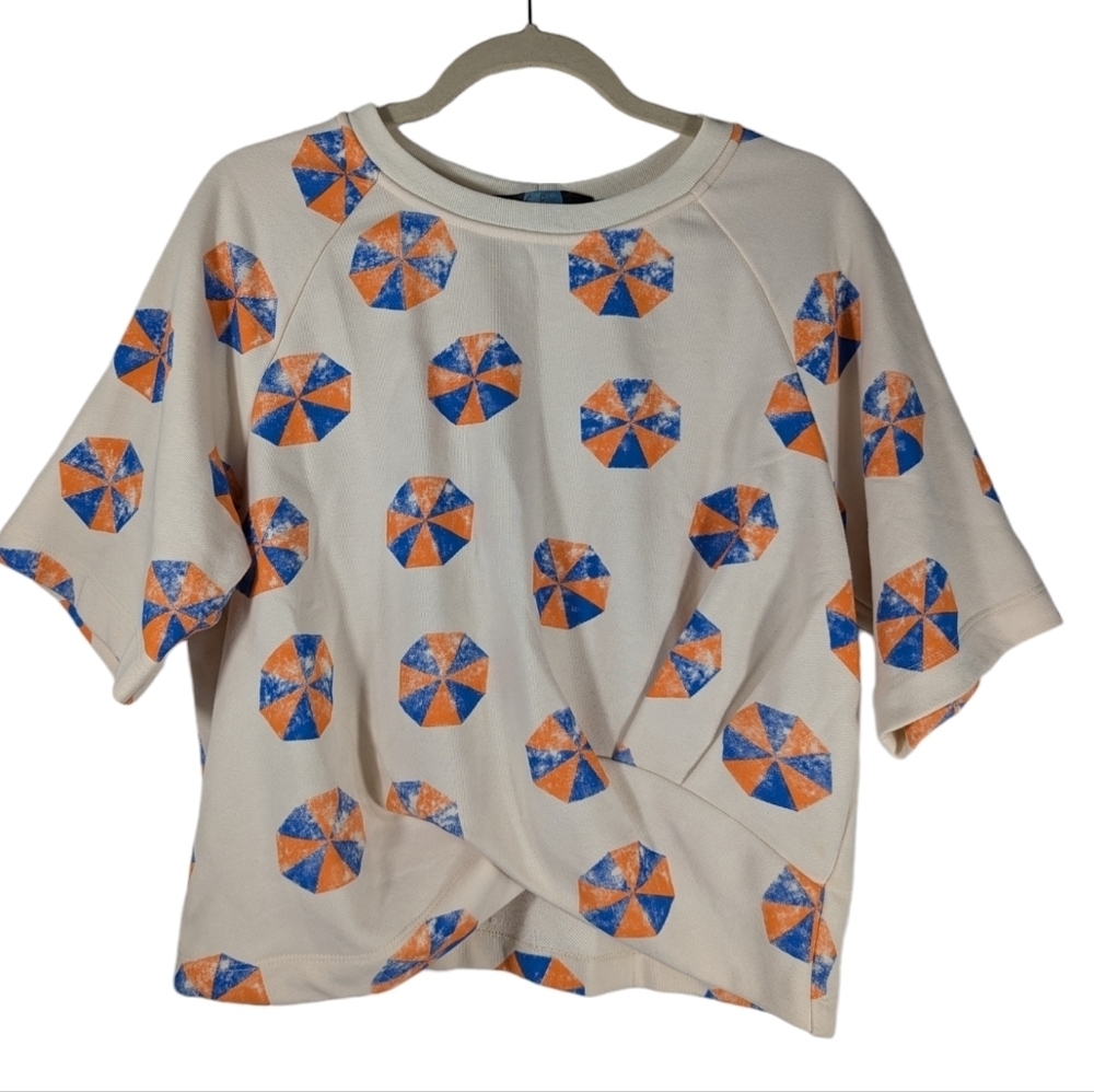 Anthropologie Eva Franco Beach Umbrella Pullover Casual Coquette Girl Top Size M - Picture 3 of 9